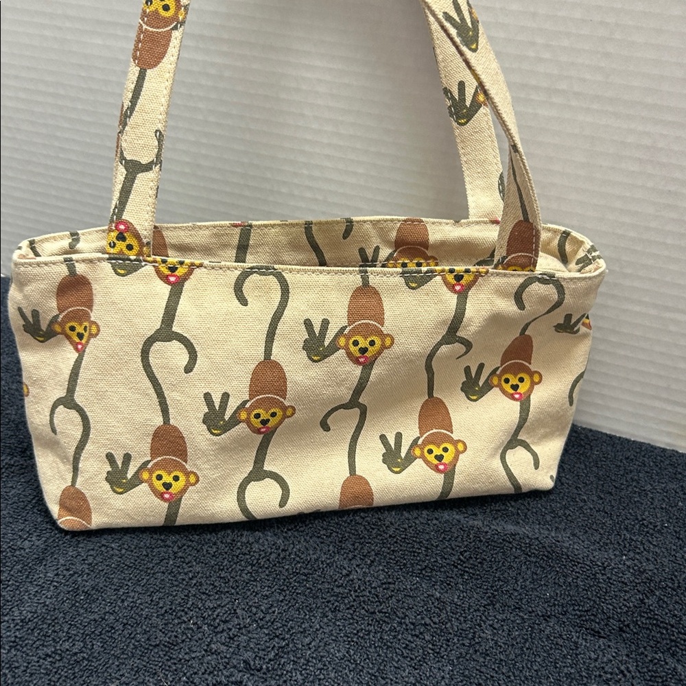 Bungalow 360 Beige Tote with Monkey Design - Picture 3 of 4